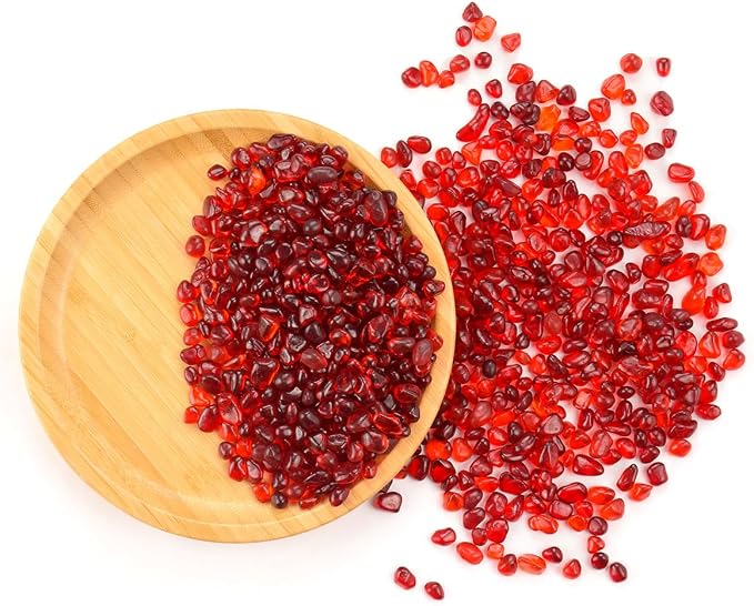 WAYBER 1 Pound Tumbled Sea Glass Pebbles Decorative Glass Stones, Red | Vivid Long-Lasting Hues, Lustrous Polished Finish, Non-Toxic Material, Ideal for DIY Crafts & Home Decorations