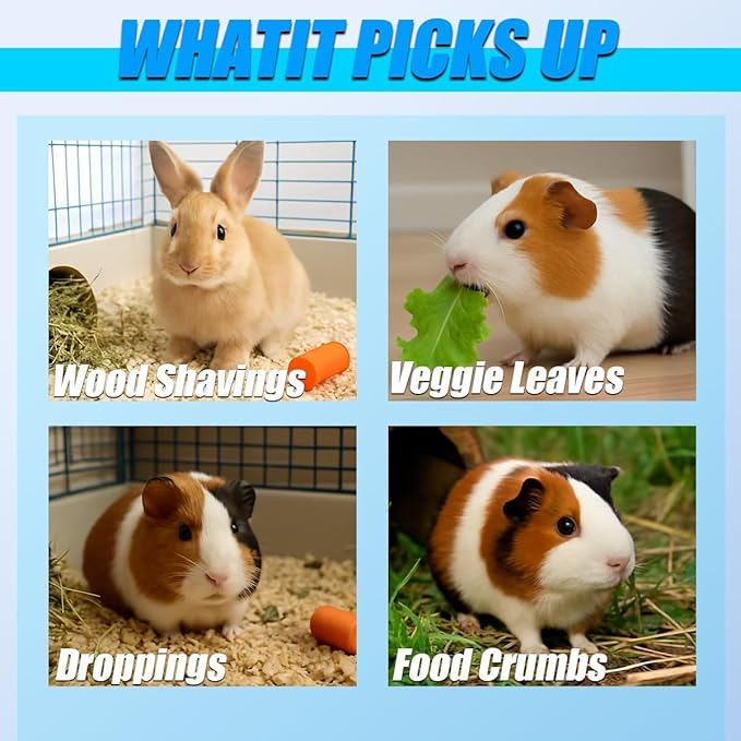 Guinea Pig Handheld Vacuum Cleaner Cage, Guinea Pig cage Cleaner, Rabbit Poop Vacuum, for Lightweight Cleanup of Guinea Pig, Rabbit, Hamster, Chinchilla, Reptile, Bird