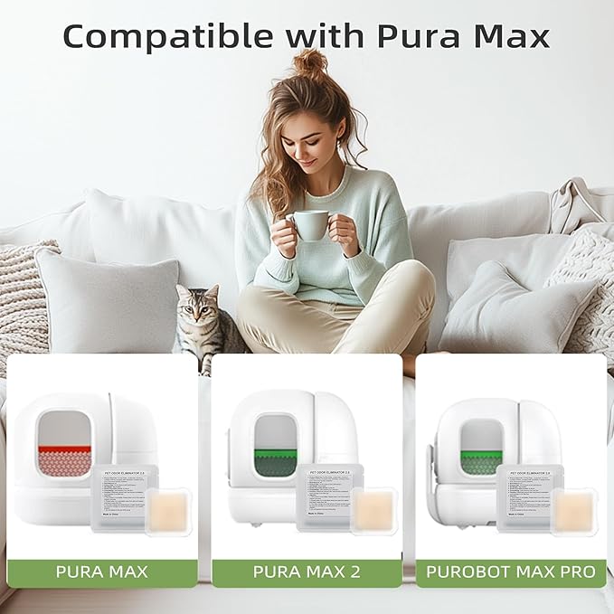 6 Packs Smelling Fresh with N50-2.0 Odor Eliminator Exclusive for Pura Max Automatic Self-Cleaning Cat Litter Box - Cat Toilet Odor Control, Deodorant Aromatherapy Paste (Old/New Packaging Randomly)