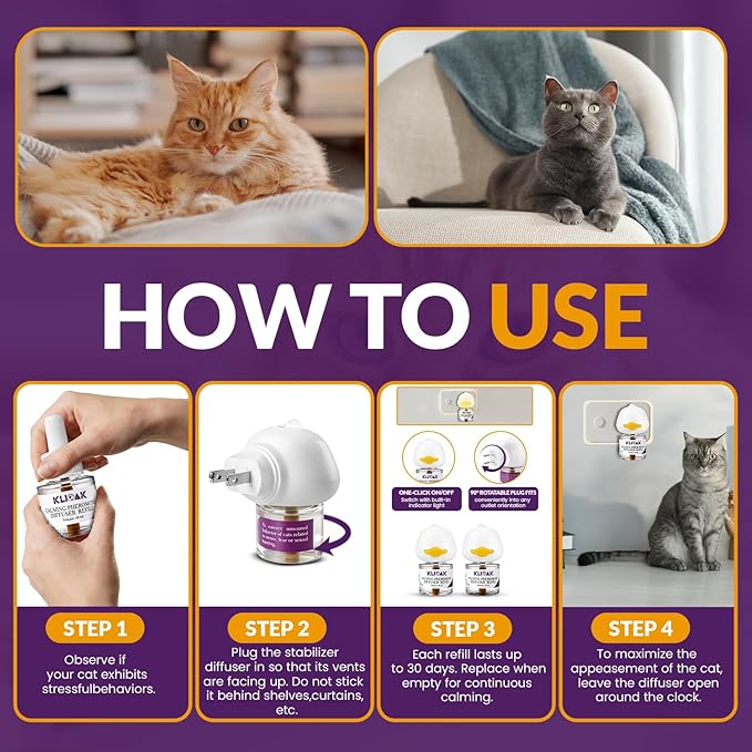 Cat Calming Diffuser 5 Pack Includes 2 Diffusers Machines & 3 Refills Pheromone Plug-In for Cats Reduce Anxiety Aggression Stress Scratching & Spraying Long Lasting Calming Diffuser Kit for All Cats