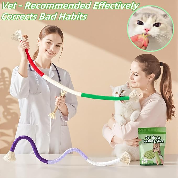 Cat Toys 24Pack Cats Grass Treat Catnip Toy with Silvervine for Indoor Kitten Toys Wood Kitty Chew Rope Grass Sticks for Teeth Cleaning Kitten Snack for Catnip Dental Care Self Play