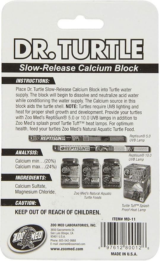 Zoo Med Dr. Turtle Slow Release Calcium Block Treats up to 15 Gallons (.5 oz) - Pack of 4