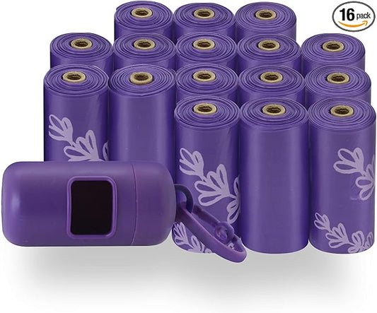 Best Pet Supplies Dog Poop Bags for Waste Refuse Cleanup, Doggy Roll Replacements for Outdoor Puppy Walking and Travel, Leak Proof and Tear Resistant, Thick Plastic - Purple (Scented), 240 Bags