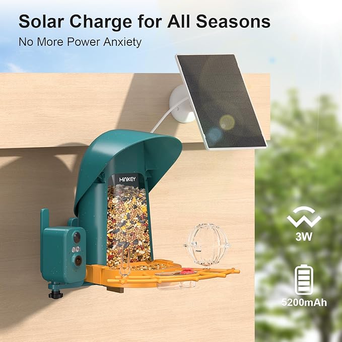Smart Bird Feeder with Camera Outdoor Birdhouse, 4MP Ultra HD & AI Identify 11000+ Species, 2L Large Capacity, Solar Powered with App Arrived Alerts, Ideal Bird House Gifts for Mom Dad