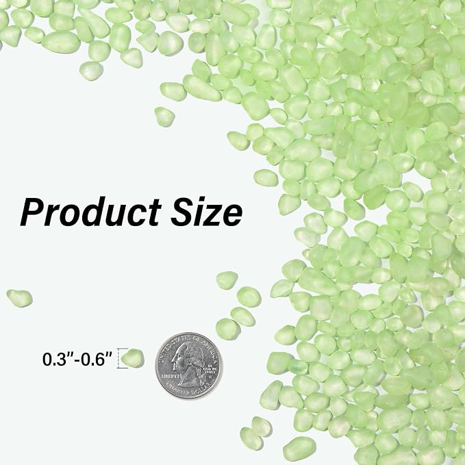 QEQEKAKA Sea Glass Stones for Crafts 1LB Fluorescent Green Gemstone Bulk | Small Glass Stones for Beaching Wedding DIY Decor Aquarium Turtle Tank Vase Filler (405g/14.28oz)