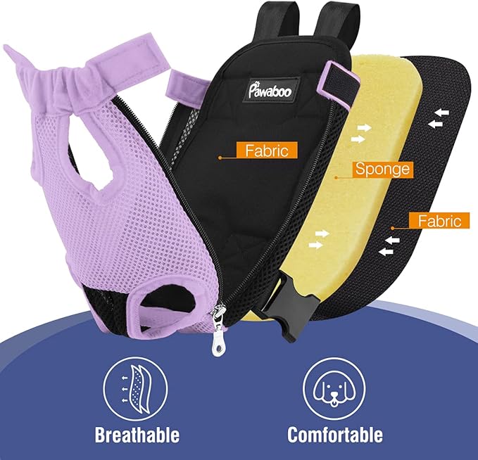 Pawaboo Pet Carrier Backpack, Adjustable Pet Front Cat Dog Carrier Backpack Travel Bag, Legs Out, Easy-Fit for Traveling Hiking Camping for Small Medium Dogs 5-8lbs, Medium Size, Purple