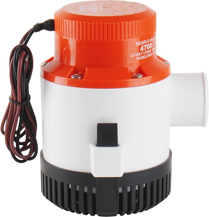 SEAFLO 01 Series 4700 GPH Bilge Pump – 12V, 2" Outlet, Marine Submersible Pump, Anti-Airlock Protection, Snap-Off Strainer Base, CE & RoHS Certified – 4-Year Warranty