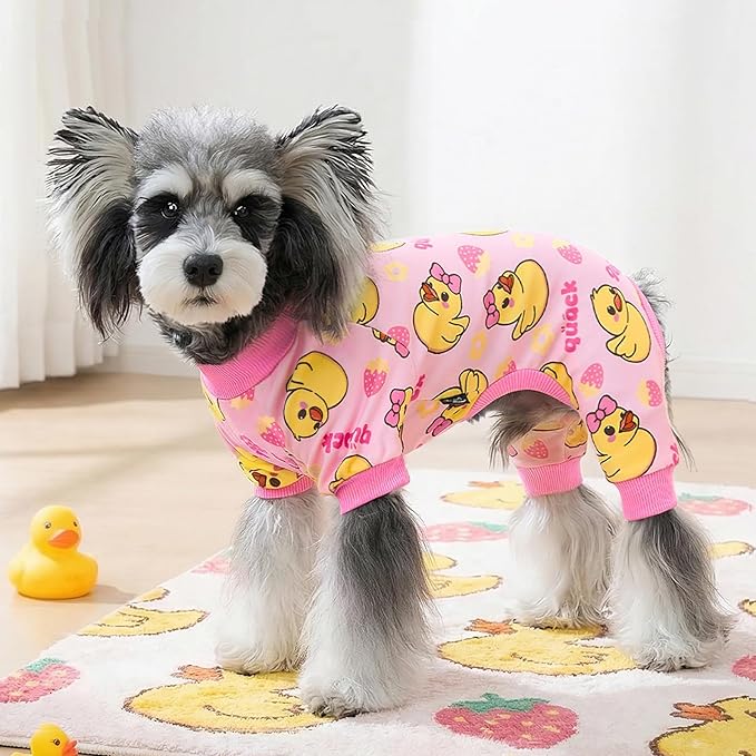 XPUDAC 4 Pack Dog Pajamas Pink Dog Clothes for Small Medium Dogs Girl Breathable Stretchy Pjs Jammies Outfit Puppy Onesies, L