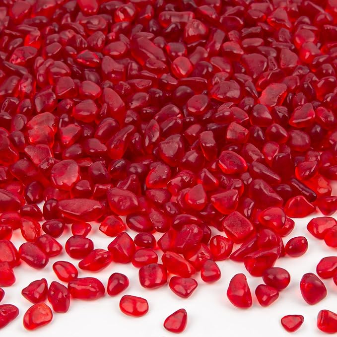 QEQEKAKA Sea Glass Stones for Crafts 2.75LB Red Pebbles Gemstones Bulk | Small Glass Stones for Beaching Wedding DIY Decor Aquarium Turtle Tank Vase Filler (1180g/41.62oz)