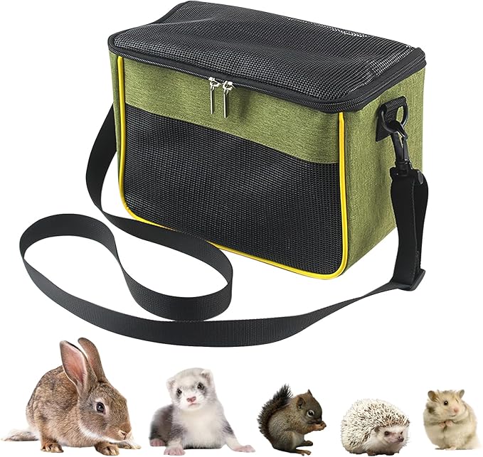 haozaikeji Guinea Pig Carrier Bag Portable Rabbit Travel Bag Breathable Small Animal Outgoing Pouch Hamster Carrier with Pad