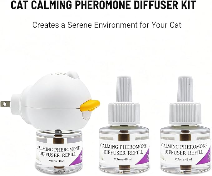 Cat Calming Diffuser,Kit with 2 x 30-Day Refill,Premium Cat Pheromones Calming Diffuser for Stress,Natural Anxiety Relief for Cats,Stops Scratching & Urine Spraying,Safe for Multi-Cat Homes(2 Count)