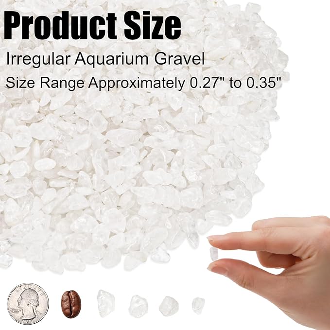 5 lbs Small Natural White Quartz Crystal Stone, Irregular Aquarium Gravel, Mini Clear Tumbled Chips Crushed Stone, Healing Reiki Gemstones, Decorative Pebbles Rocks for Vase Tank Plant, 7-9 mm