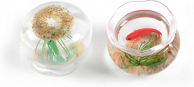 Miniature Goldfish Bowls for Dollhouse – Realistic Resin Fish Tank Accessories, Cute Animal Figurines, Smooth Surface, Fairy Garden Decor, 1:12 Scale, Perfect for Cupcake Toppers & DIY Projects