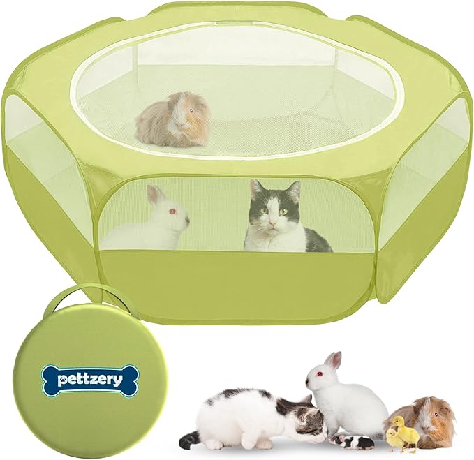 Small Animal Playpen with Zippered Top, Portable Waterproof Pet Cage (47"x23") for Kitten, Bunny, Guinea Pig, Hamster, Chicken Brooder, Indoor & Outdoor Exercise Pen, Foldable Design
