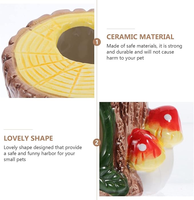 POPETPOP Ceramic Hamster Hideout, Ceramic Chinchilla House Hamster Nest Cooling House Hut Small Animal Hideout Cave Cartoon Shape Cool Down in Hot Summer
