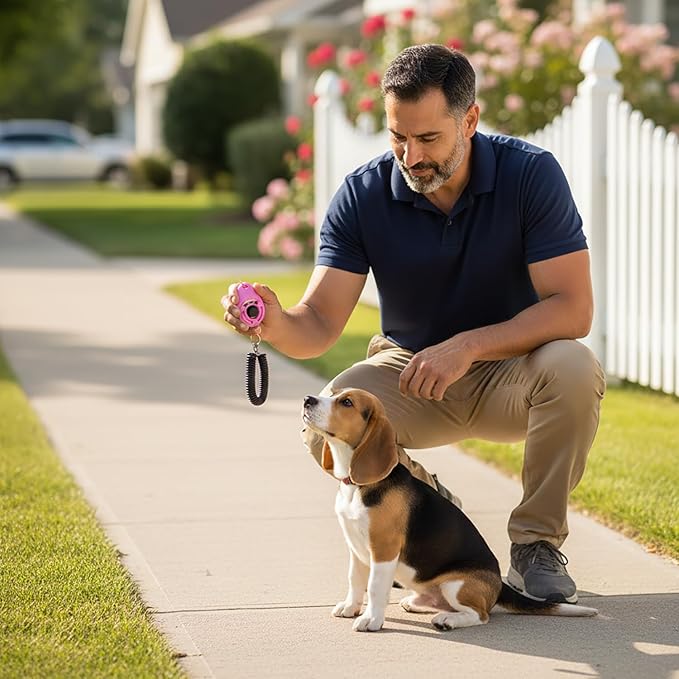 2Pcs Pink Dog Clicker for Training Easy to Use with Button Dog Training Accessories Strong and Long-Lasting, Training and Behavior Aids