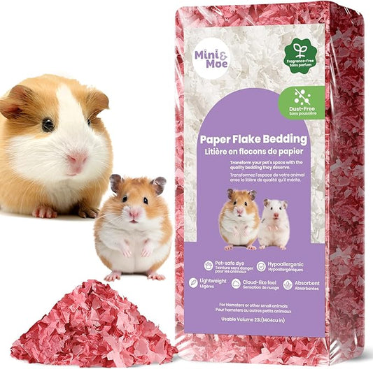 mini&moe Hamster Bedding: Moisture Absorbent and Dust-Free Natural Paper Small Pet Bedding - for Guinea Pigs, Hamsters, and Rabbits, 12 Liters