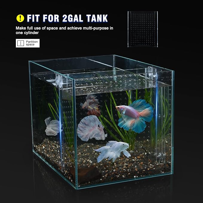 Acrylic Fish Tank Divider,2 Gallon Tank Divider,Adjustment Clear Fish Tank Separator Set with Suction Cups (2gal)