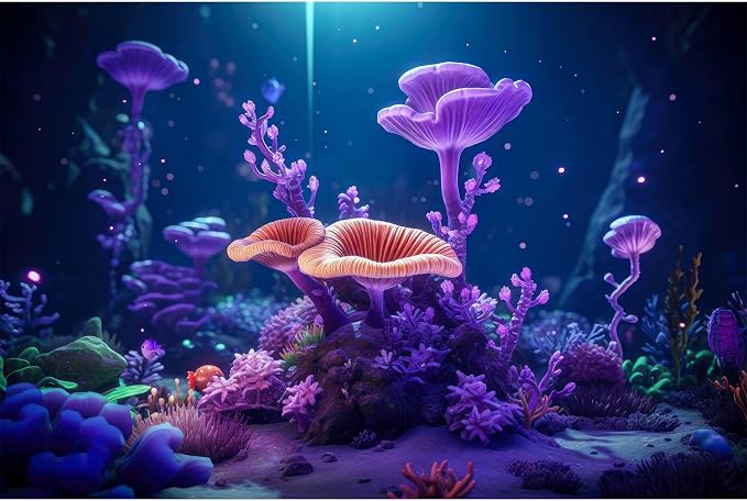 Underwater Aquarium Background Tropical Colorful Hard Corals Reef Exotic Fish Tank Background Ocean Bed Sunrays Vivid Tropical Corals Aquarium Backgrounds Under The Sea Fish Tank Backgrounds 30x12in