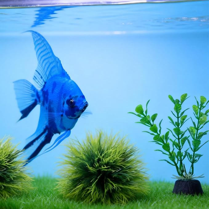 4 Pcs Silk Plants for Fish Tank, Realistic Aquarium Plants Live Decor with Weighted Base, Green Aquascaping Accessories for Betta Tanks, Reptile Terrariums, and Freshwater Setup