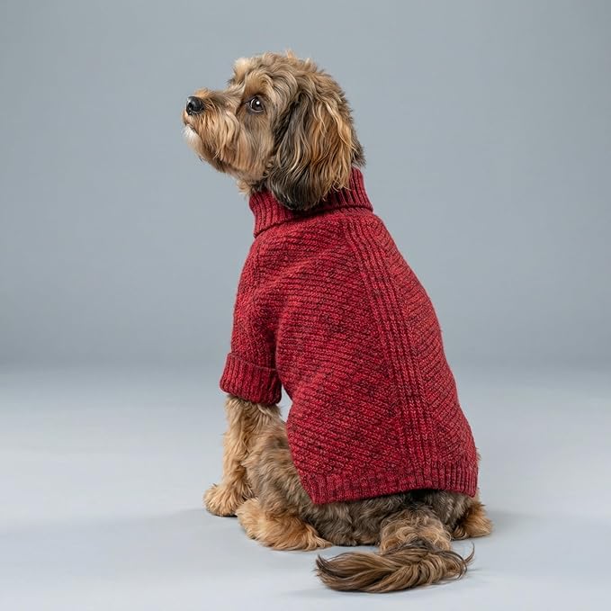 Fitwarm Knitted Turtleneck Dog Sweater, Thermal Dog Winter Clothes for Small Dogs Boy Girl, Holiday Pet Outfit, Heather Dark Red, XS