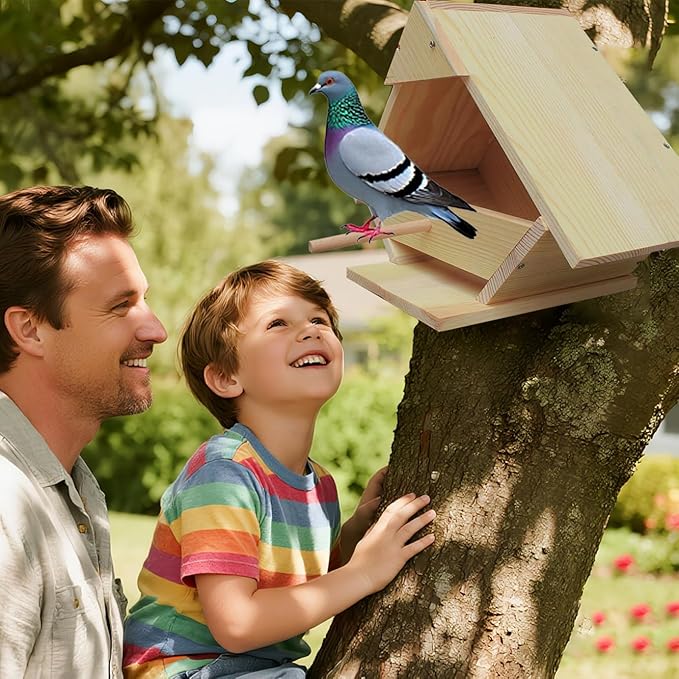 Mourning Dove Bird House - Outdoor Solid Wood Nesting Box with Predator Guard for Backyard, Garden, Patio | Handmade, Weather Resistant, Easy Mount