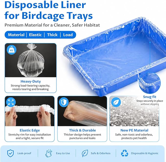 Disposable Small Animal Cage Liners – Pack of 100 Waterproof Plastic Sheets, 3-Second Quick Clean, for Rabbits, Guinea Pigs, Hamsters, Chinchillas, Hedgehogs & Birds | Pet Tray & Litter Box