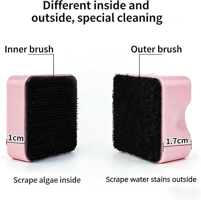 Magnetic Aquarium Glass Cleaner | Dual-Sided Cleaning Brush, Scratch-Free Tool, 0.2-0.31 inch Glass, Multiple Colors Available