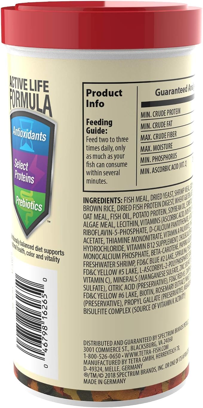 Tetra TetraColor Tropical XL Flakes Color Boosting Fish Food, 2.82 oz | For Mid & Bottom-Feeding Large Tropical Fish, Daily Diet Supports Immune System & Reduces Stress, Clean & Clear Water Formula