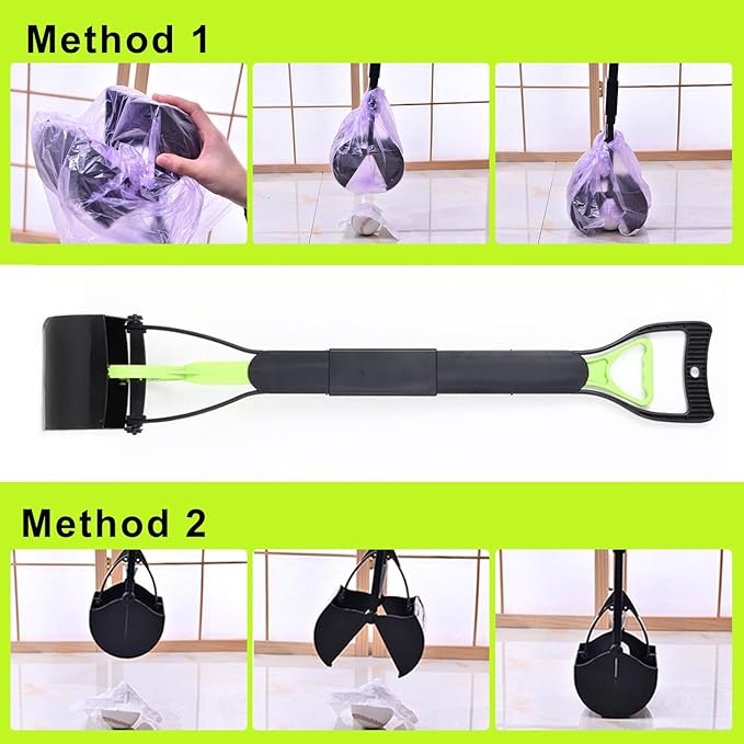 32‘’ Pooper Scooper, Foldable Pooper Scooper for Large Medium Dogs, Poop Pick Up Tool for Yard, Lawns, Grass(Green)
