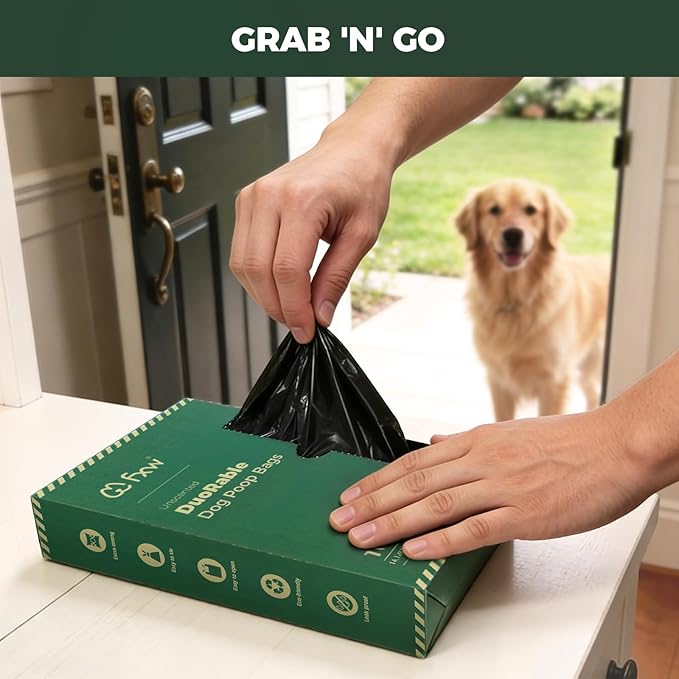 FXW Dog Poop Bags, 2-ply Extra Thick Leak-Proof, Large Size for All Dogs 14" x 9", Unscented, 200 Count