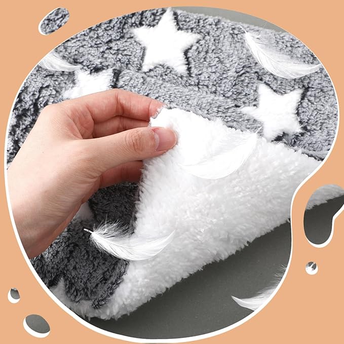 Jetec 3 Pcs Bunny Guinea Pig Beds Soft Bunny Mats Warm Guinea Pig Mat Small Animal Bed Pads Fleece Sleeping Pads for Indoor Rabbit Hamster Squirrel Hedgehog Chinchilla(Fleece,Pineapple Grid,Gray)