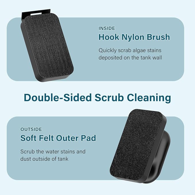 hygger Aquarium Magnetic Glass Clean Tool, Algae Scraper for 0.2 Inch Thick Fish Tank Floating Scrubber Brush with Two Detachable Blades