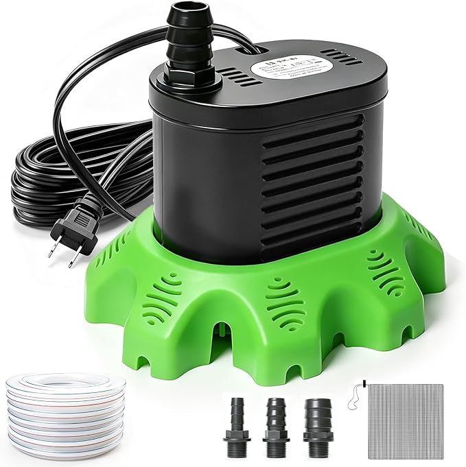Pool Cover Pump Above Ground, 850 GPH Submersible Sump Pump for Pool Drain | 16FT Drain Hose, 25FT Power Cord, 3 Adapters, Safety and Sturdy, Powerful Water Removal for Pool Cover and Above Ground Pool
