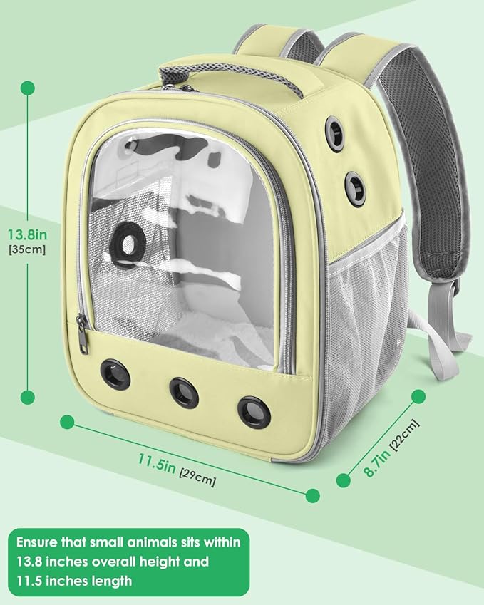 DBNESS Guinea Pig Carrier Backpack, Portable Rabbit Travel Carring Bag for Pet Bunny Sugar Chinchilla Gerbil Bearded Dragon Hamster Parrot Outgoing Pouch Case with Water Bottle Holder & Detachable Pad