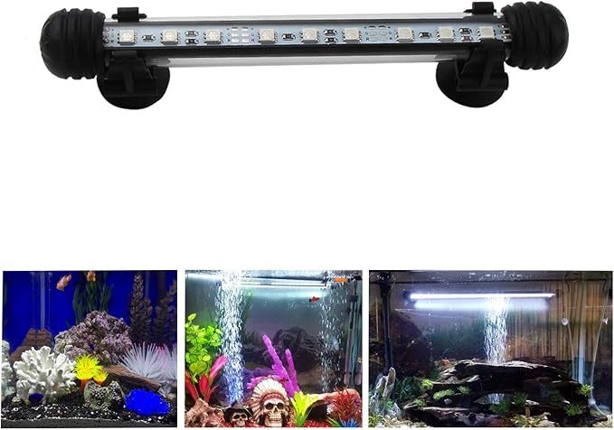 7.5 inches LED Aquarium Light, 4W Fish Tank Light Underwater Light Submersible Crystal Glass Lights, 9.2ft/2.8m Long Wire Length, White