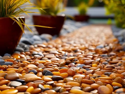 12 LBS River Rocks, StoneCreek, Decorative Garden Stones for Plant Landscaping, Polished Gravel Filler Pebbles for Home Decoration, Vases, Succulents, Flower Beds and Fish Tanks (Pale Yellow, Medium)