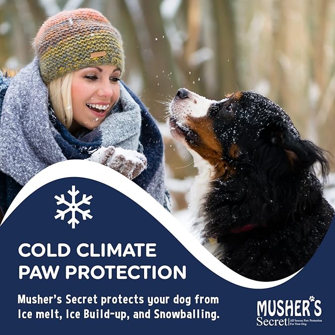 Musher’s Secret Dog Paw Wax 454g (16oz) – All-Natural Dog Balm w/ Vitamin E – Helps Protect & Moisturizes Cracked Paws – Invisible Barrier for Hot Pavement, Ice & Salt – Lick-Safe & Non-Toxic