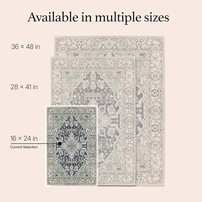 Lovewag Pets Cat Litter Box Mats 2 Pack - Small 16x24 Machine Washable, Easy Clean, Non-Slip, Waterproof Mats for Indoor Cats - Kitty Litter Mess Control & Pet Urine Floor Protection - (Sage Forest)