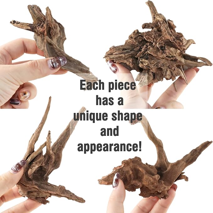 4pcs Natural Aquarium Driftwood Decoration,Perfect for Aquascaping,Fish Tanks and Reptile Habitats,Enhances Underwater Aesthetics and Provides Hiding Spots for Fish(4pcs/4-6inches)