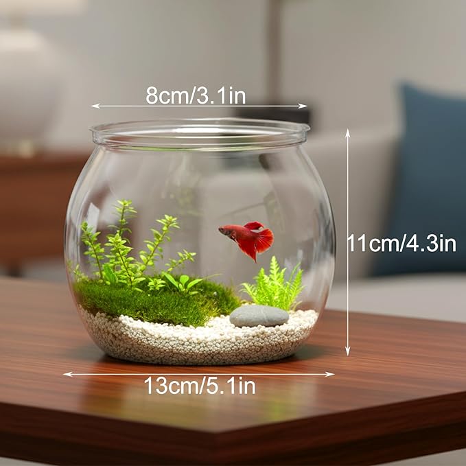 InnoHHustle Mini Plastic Fish Bowl 30 oz Decorative Small Fish Tank Unbreakable Aquarium Starter Kit for Centerpiece Vases Party Decorations