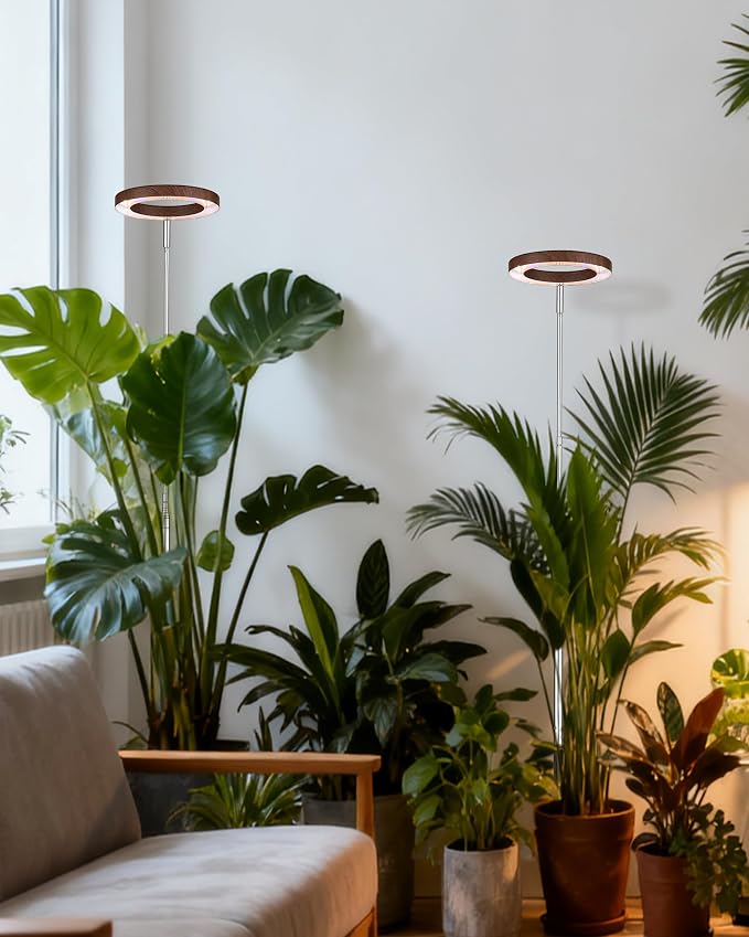 Grow Light for Large Indoor Plants, Full Spectrum LED Plant Light, Height Adjustable for Tall Plants, Auto On/Off Timer, 5V Safe Low Voltage Walnut Grain Grow Lamp for Home & Office