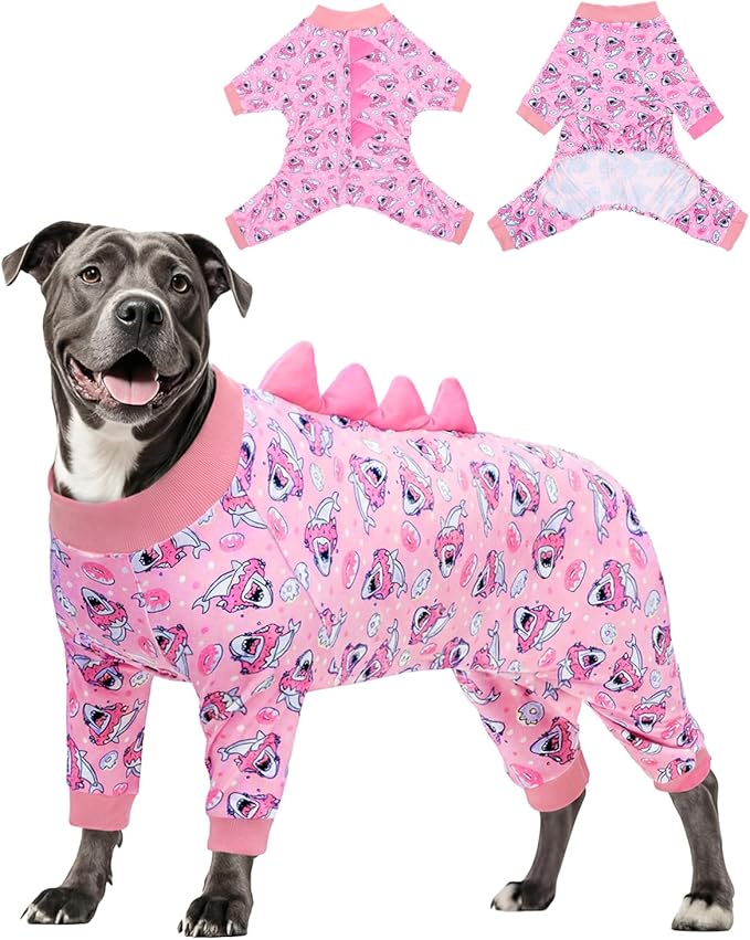 CuteBone Dinosaur Costume Dog Pajamas, Stretchy Spandex Crystal Velvet Sleepwear Coat for Small Dogs, Soft & Warm Pet Outfit Clothes for Cold Weather, Cozy Pullover Design COSP09-4XL