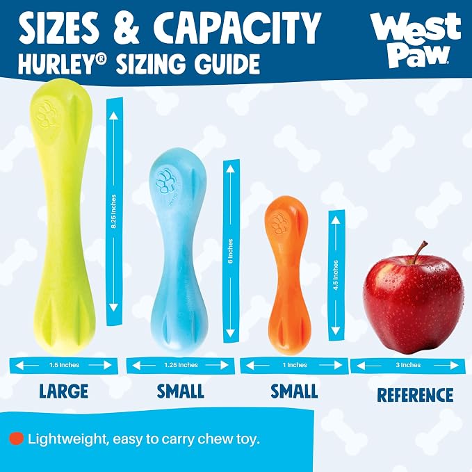 WEST PAW Zogoflex Hurley Dog Bone Chew Toy – Floatable Pet Toys for Aggressive Chewers, Catch, Fetch – Bright-Colored Bones for Dogs – Recyclable, Dishwasher-Safe, Non-Toxic, Large, Aqua