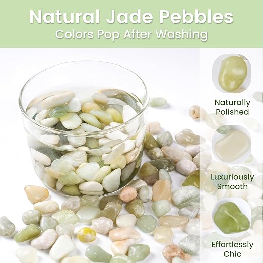 SIDONG 20 LB Jade Pebbles, 2/5 Inch Natural Decorative Polished Jade Stones, Jade River Rocks for Succulents, Cactus, Vases, Indoor Plants, Garden Landscaping, Bamboo