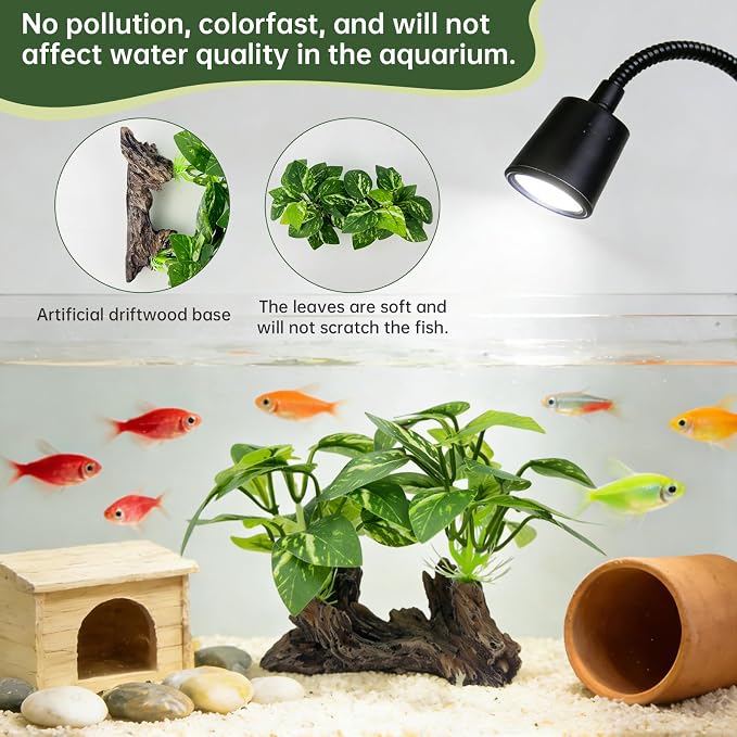 Fish Tank Decor, Aquarium Plants, Reptile Tank Accessories | Artificial plant decorations for aquariums and amphibian habitats, providing both hiding spots and decoration. Type-C