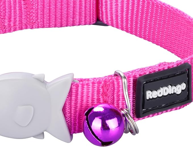 Red Dingo Classic Safety Release Breakaway Cat Collar – Adjustable One Size Fits All, Soft Nylon, 4.4lb Safety Release Fish Clip, Stainless Steel D-Ring, Wildlife Bell – Yellow