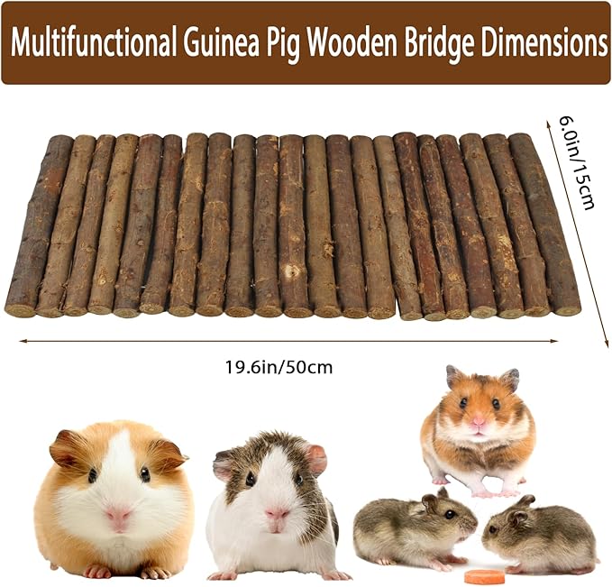 kathson Wooden Hamster Bridge,Guinea Pig Wood Ladder Bendable Tunnel Hideout Hut Small Animal Climbing Toys for Ferret Hedgehog Chinchilla Mice Rat Gerbil Baby Rabbit(19.6 x 6.0 in)