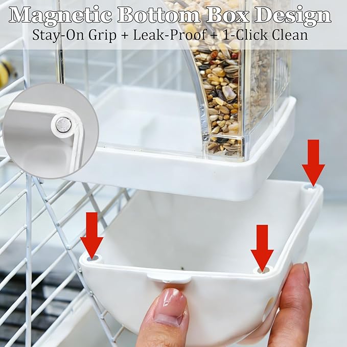 Automatic Bird Cage Feeder No Mess Bird Feeding Station Parrot Vegetable Holder Fruit Clips for Parakeet Cockatoo Canary Lovebirds Budgie (White)