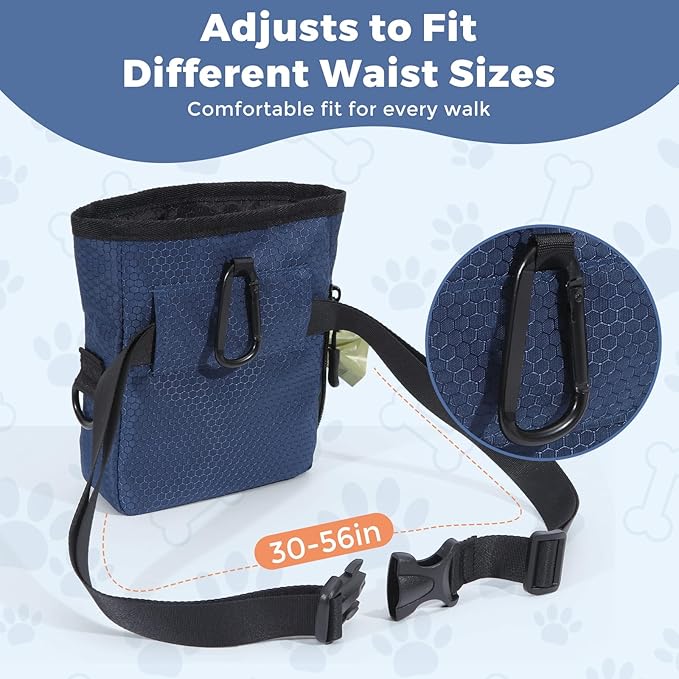 Dog Treat Pouch for Pet Training, One-Hand Magnetic Closure, Hands-Free Treat Bag with Silicone Liner, No Mess No Smell